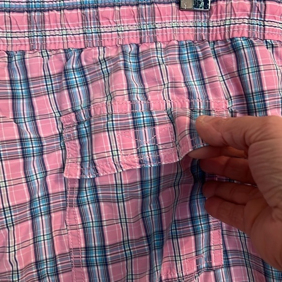 Polo Ralph Lauren Mesh Lined Elastic Waist Swim Bottom Pink Plaid Mens XXL - Picture 5 of 11